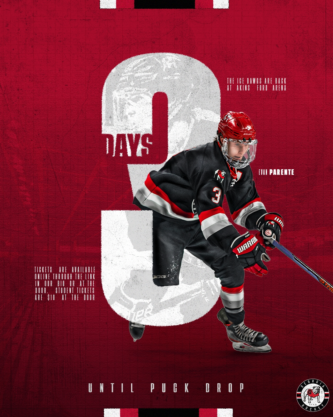 UGA Hockey countdown graphic