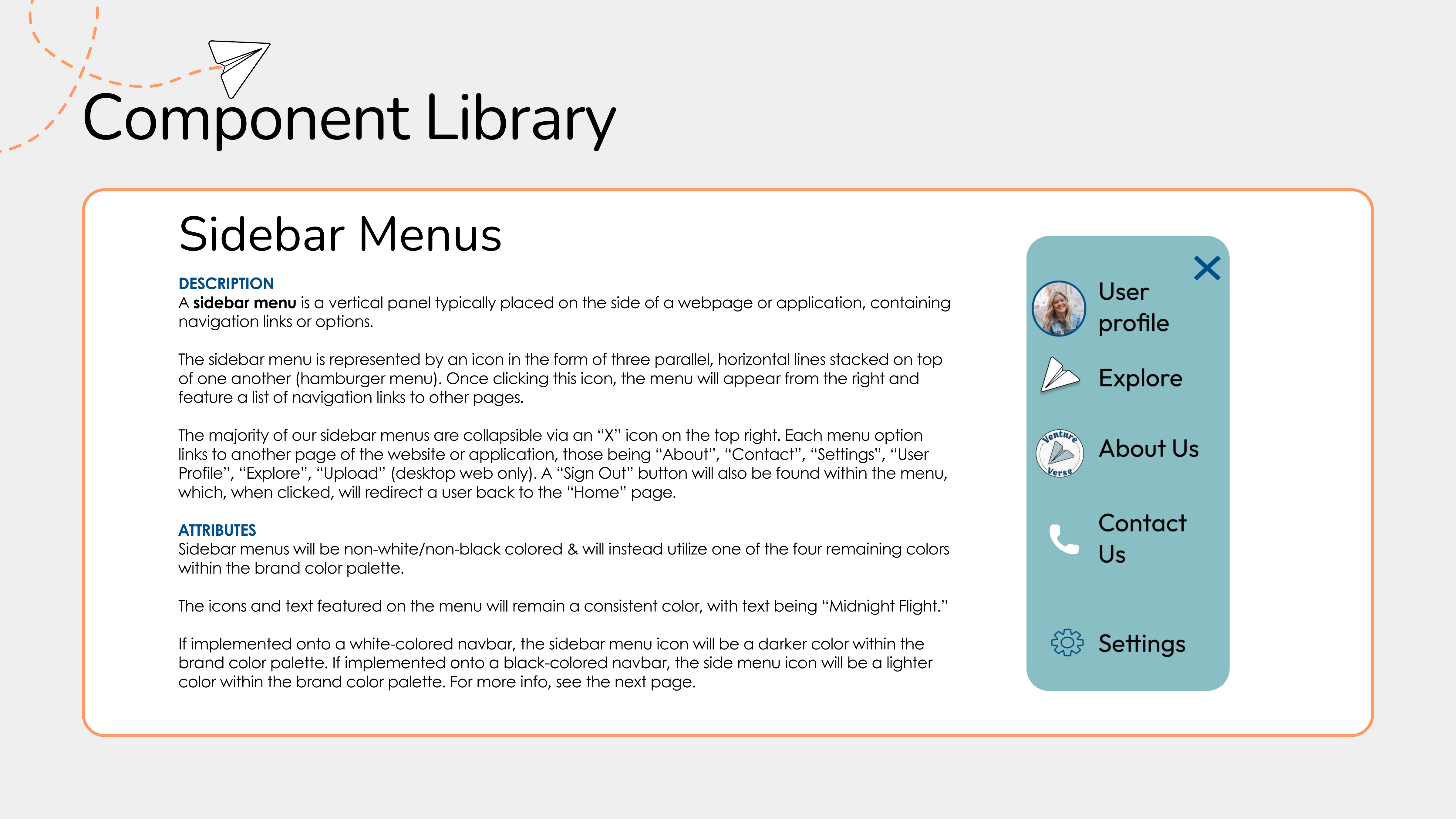 VentureVerse dropdown menus
