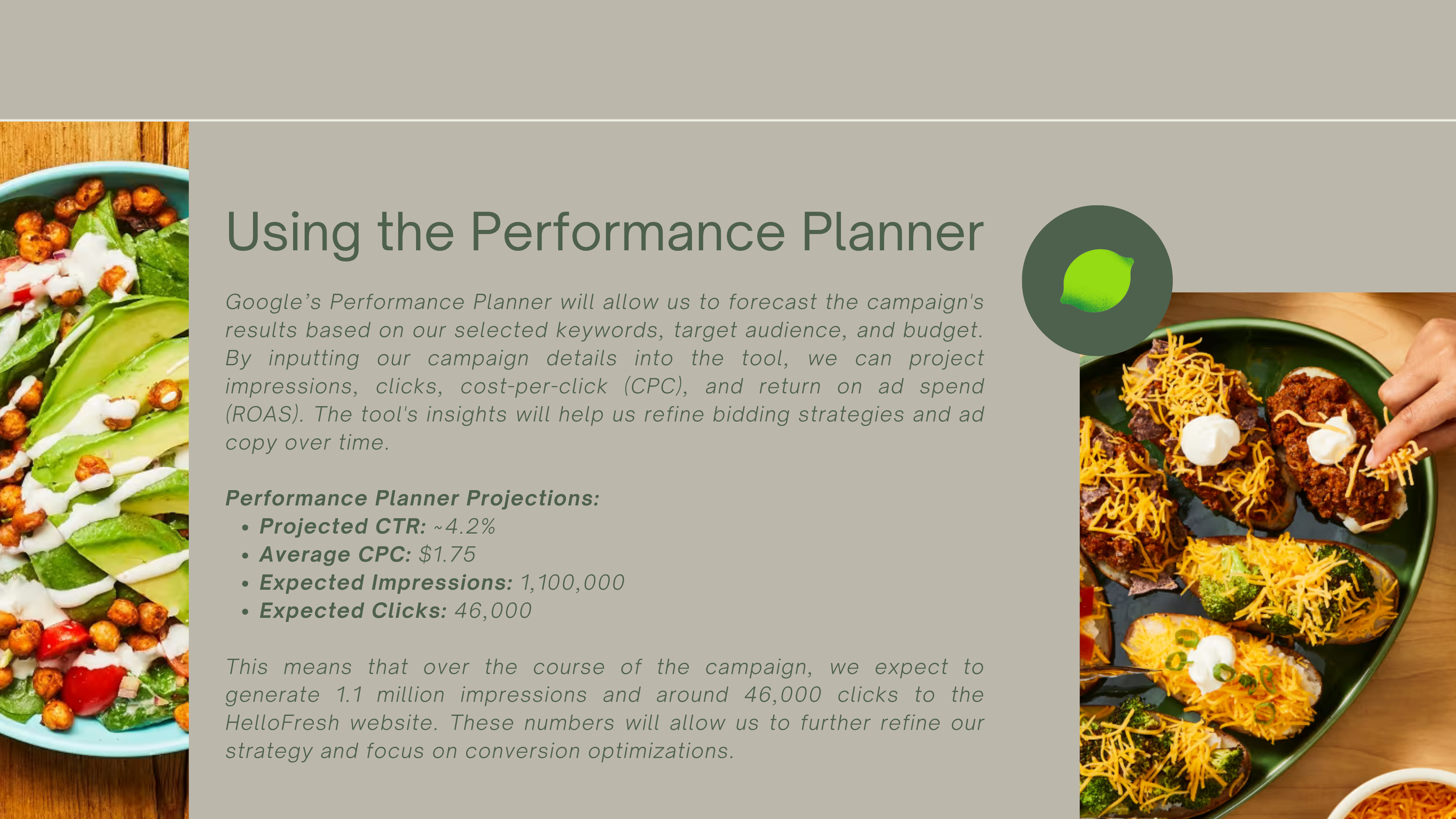 HelloFresh Performance Planner projections slide