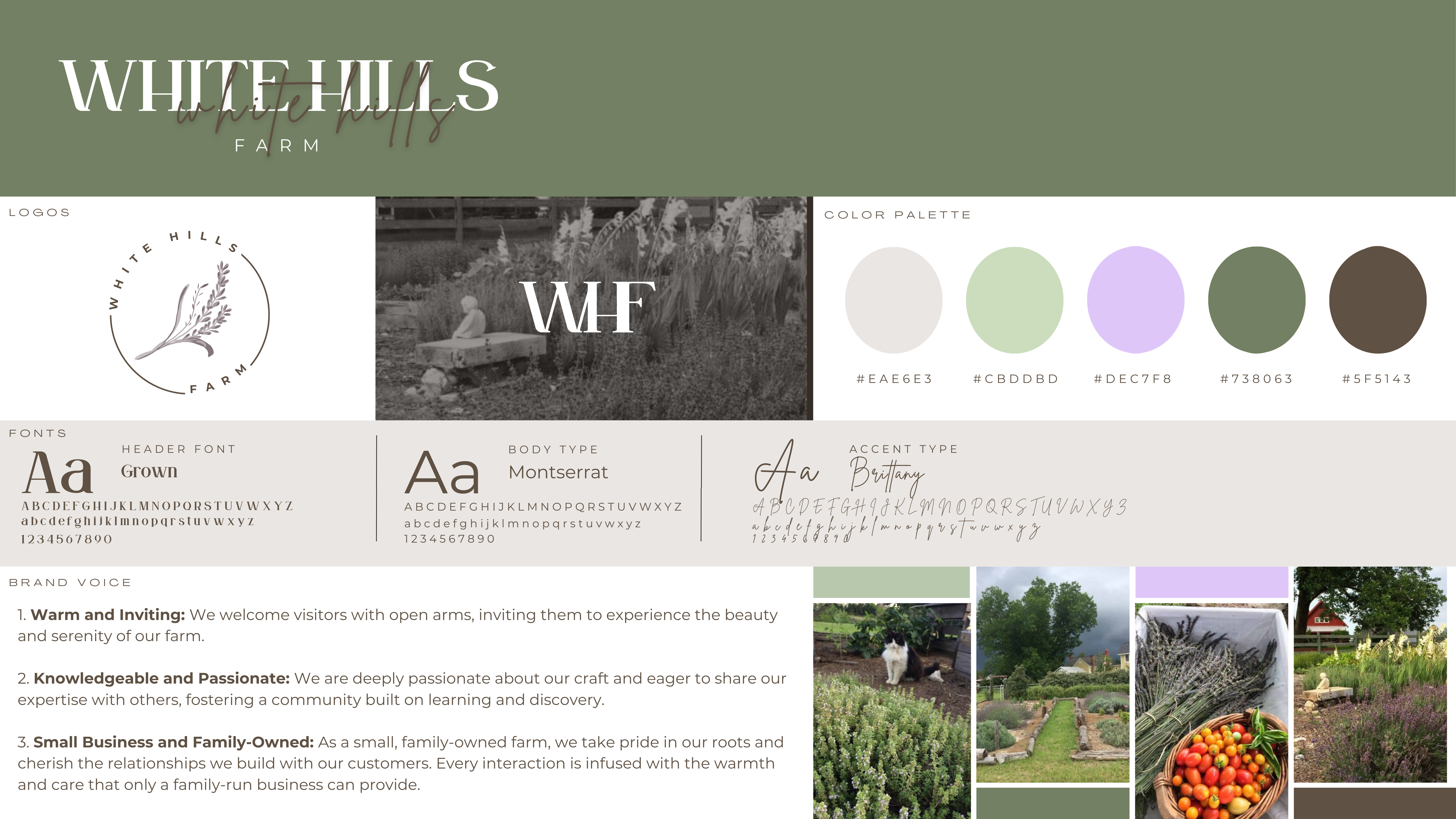 White Hills Farm visual identity