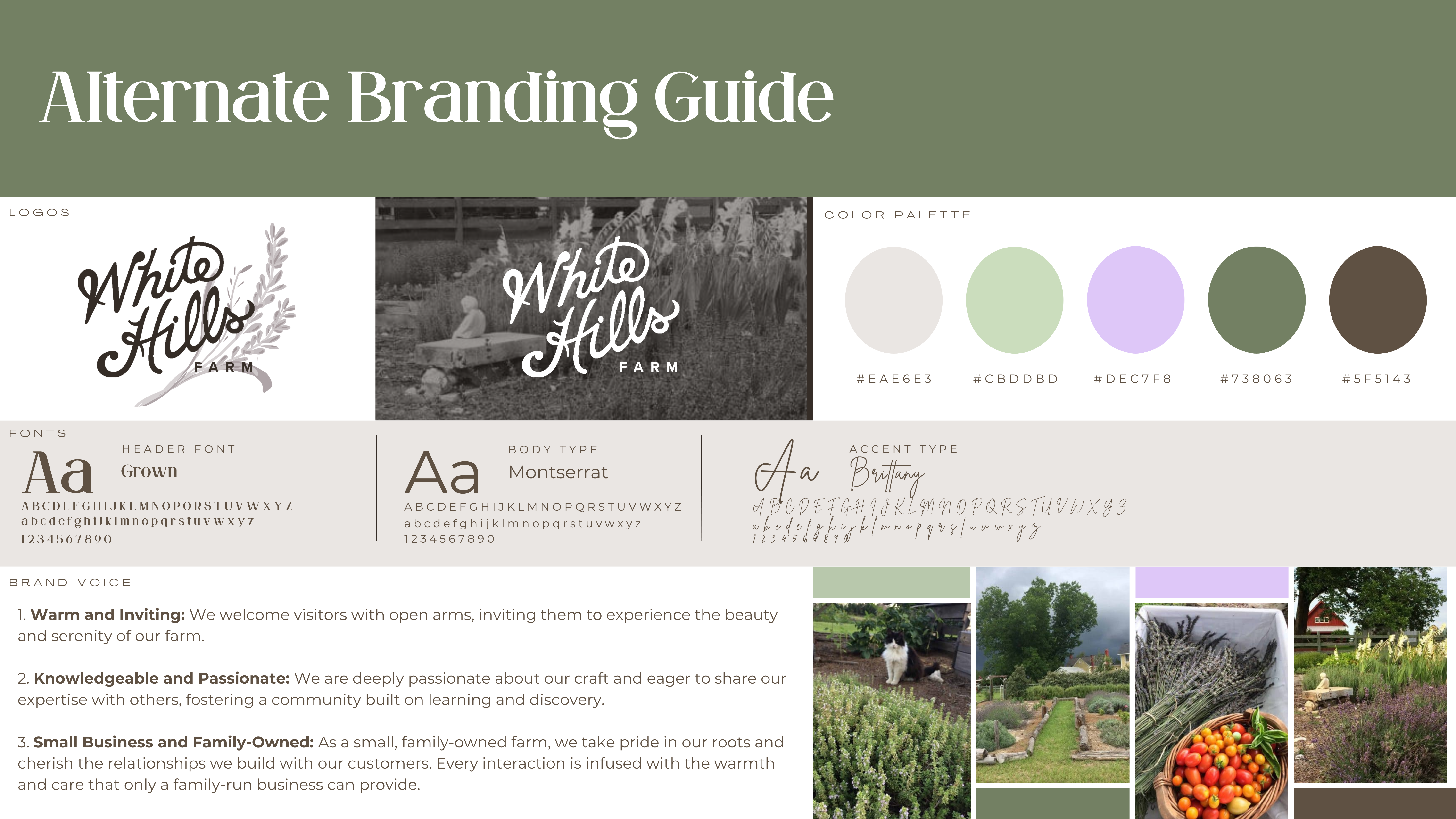 White Hills Farm branding guide